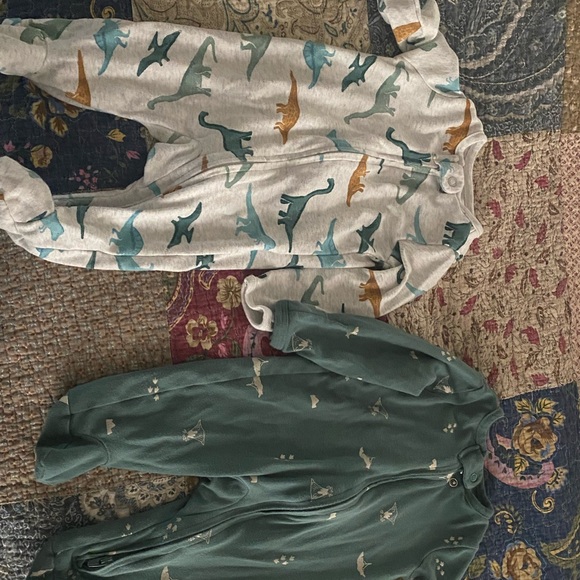 Carter's Dinosaur and Whale Print Footies - Gray and Green - Picture 1 of 1